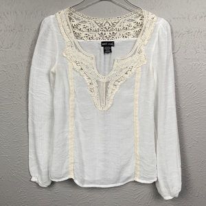 Wet Seal Sheer Off White Long Sleeve Shirt Size XS